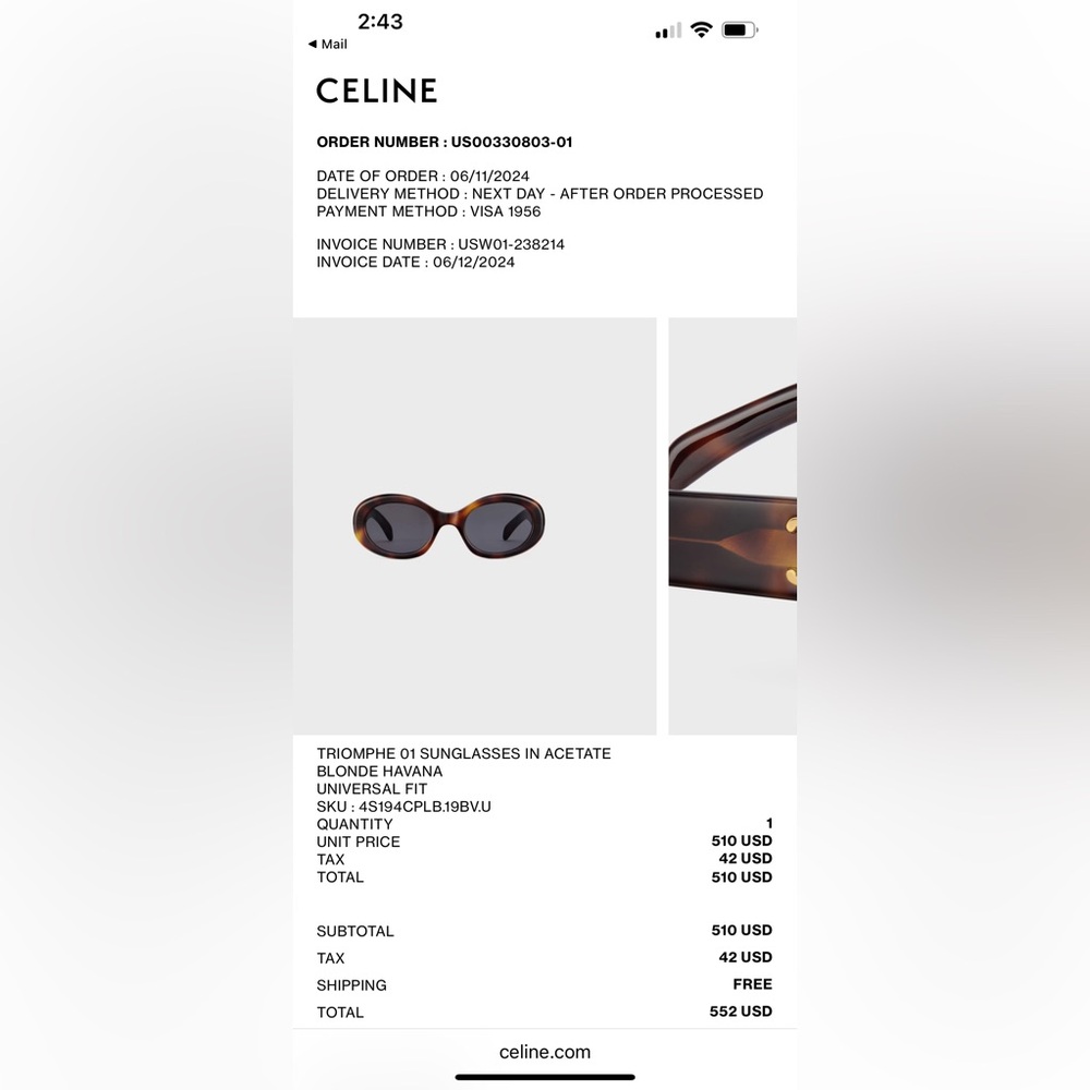 Celine Tortoise Shell Sunglasses - Picture 4 of 12